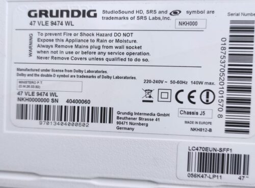 VXP190R-4 Grundig 47 VLE 9474 WL Chassis J5 - imagine 3
